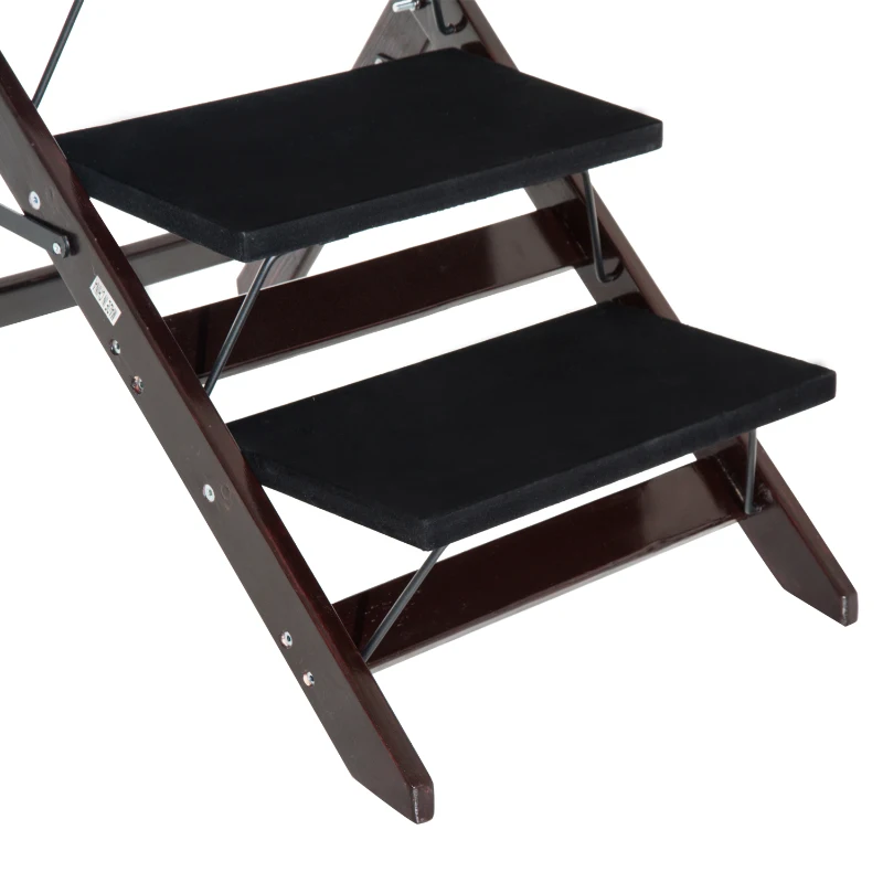 PawHut 2-in-1 3 Step Pet Stair and Ramp Convertible Dog Cat Stool Folding Portable Easy Climb Flat