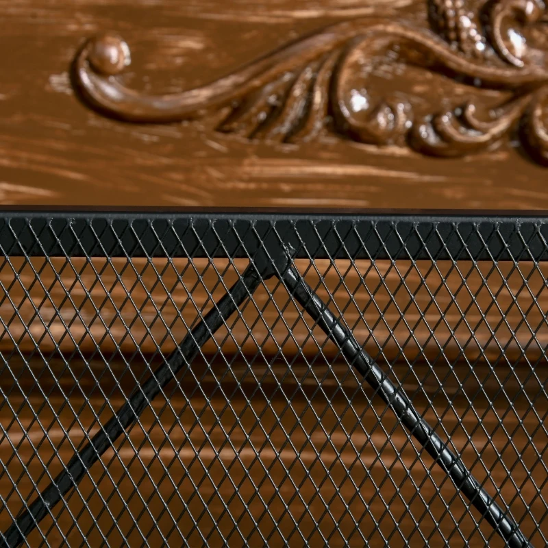 HOMCOM 41x32in Single Panel Fireplace Screen, Steel Mesh Fire Spark Guard Cover Art Modern Decoration for Living Room, Black