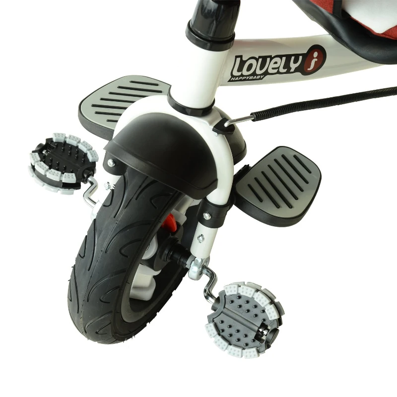 Qaba 4-in-1 Baby Tricycle & Stroller Kids Trike with Pushbar and Canopy Toddler Ride On  Red