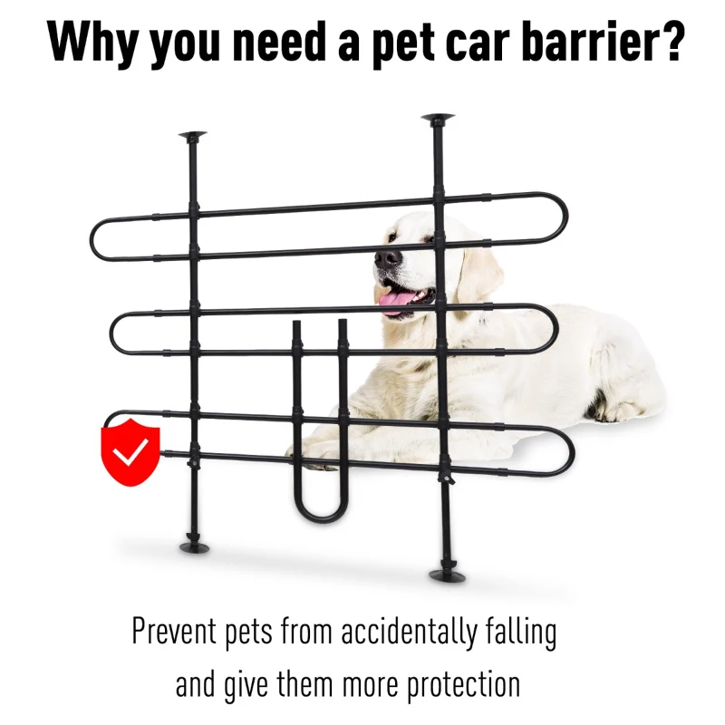 PawHut Expandable Metal Dog Partition Pet Car Barrier, Black, 33.5-inch - 59-inch Wide, 33.5-inch- 50.4-inchHigh