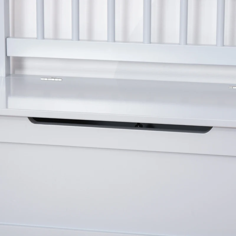 Qaba 2-in-1 Kids Wooden Toy Organizer Chest Storage Box with Seat Bench Cabinet Chunk Cube with Safety Pneumatic Rod Gray