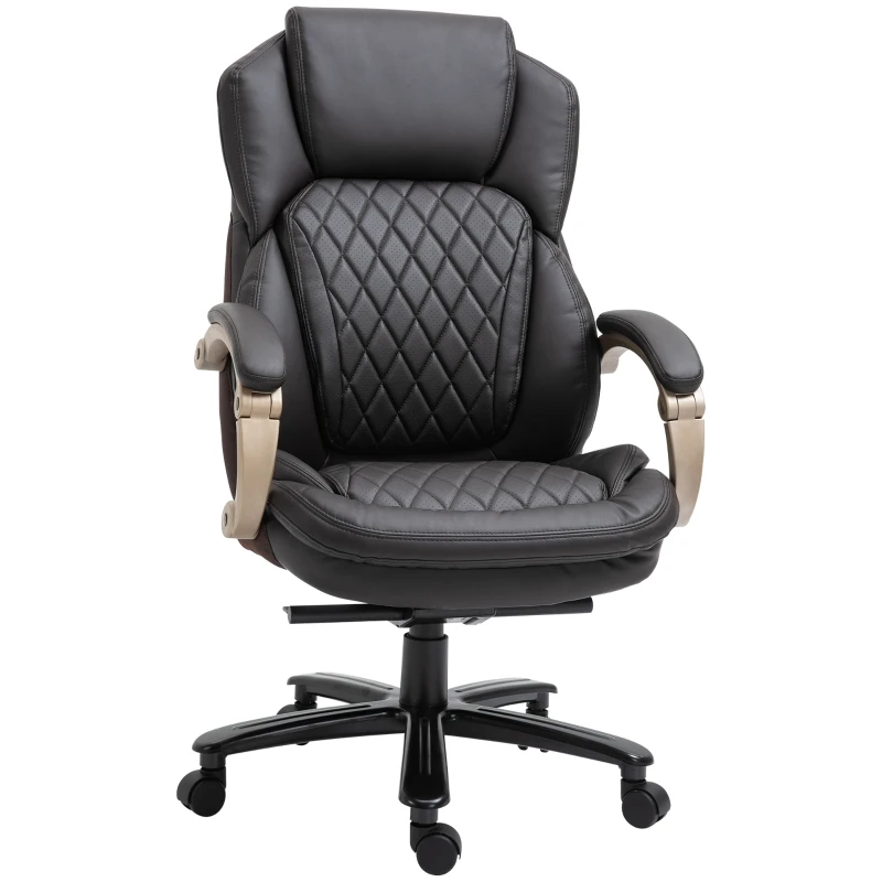 Vinsetto Big and Tall Executive Office Chair with Wide Seat, Computer Desk Chair with High Back Diamond Stitching, Adjustable Height & Swivel Wheels, Brown