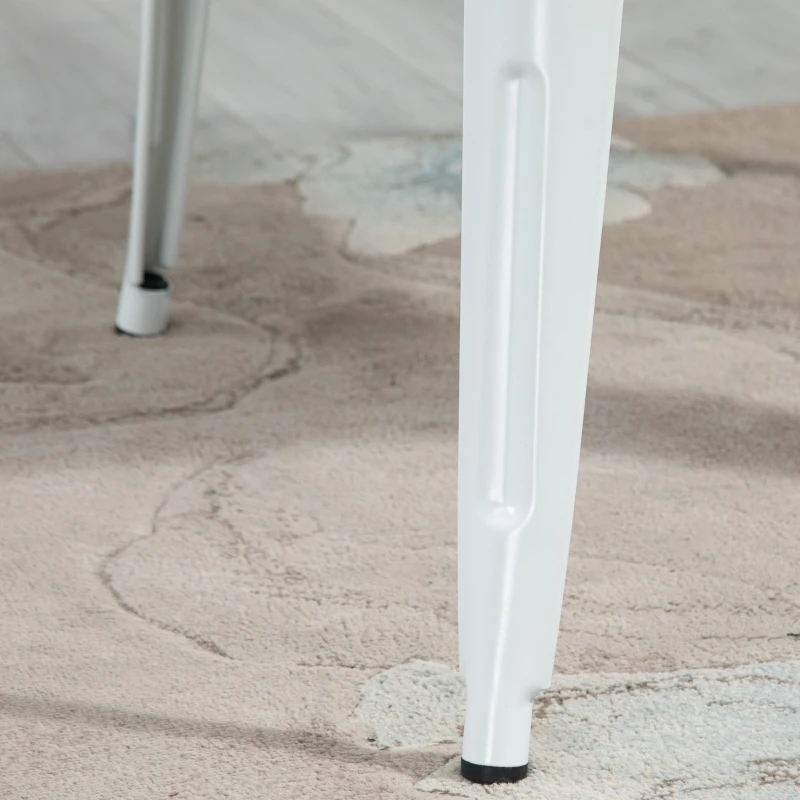 HOMCOM 3 Piece Industrial Style Dining Table Set, Small Kitchen Table and Chairs for 2,Steel Frame and Wooden Top,White