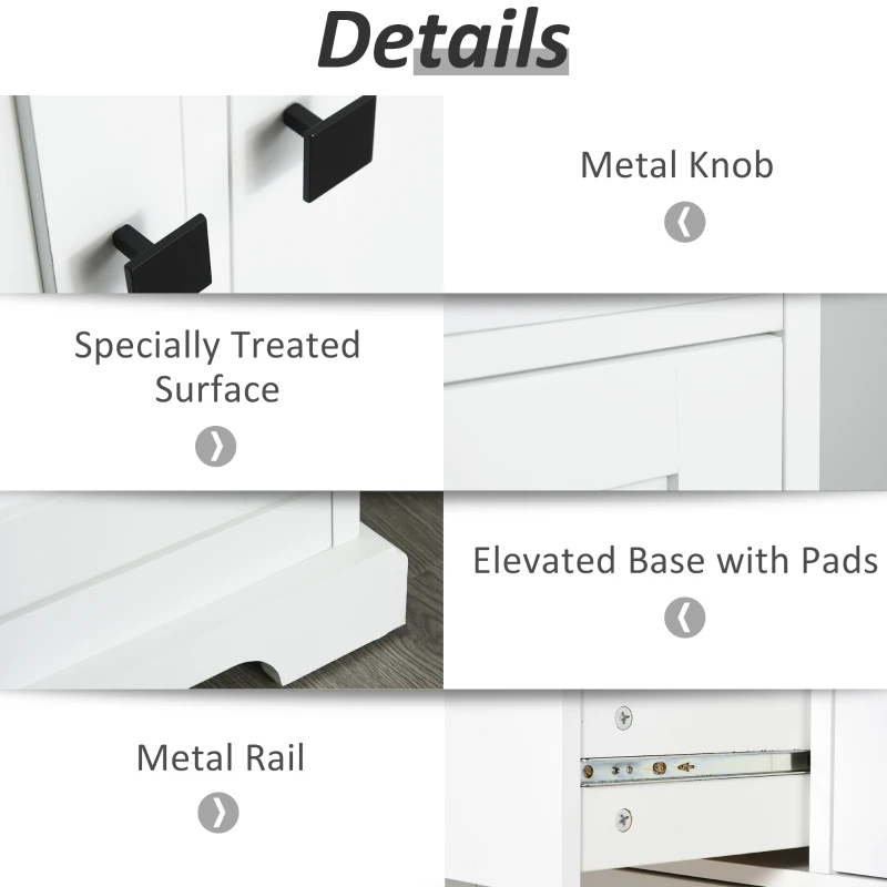 HOMCOM Buffet Storage Cabinet for Kitchen Entryway with 2 Cabinets and 3 Drawers, Adjustable Shelves, White