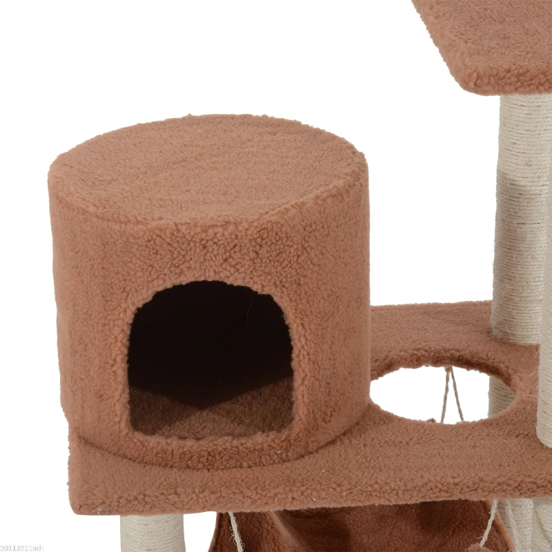 PawHut 55-Inch Cat Tree Pet Scratching Post Furniture With Hammock Coffee