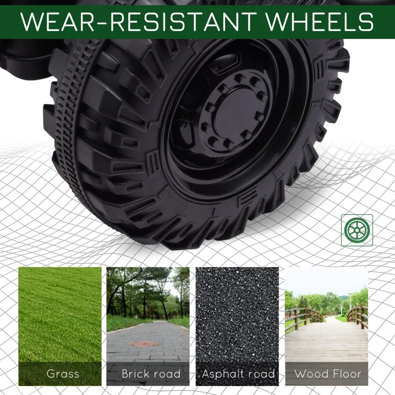 Aosom 12V 7AH Kids Ride On Tractor, Electric Battery Powered Agricultural Toy Car, w/ Back Trailer, Adjustable Speed, 10 LED Headlights, Green