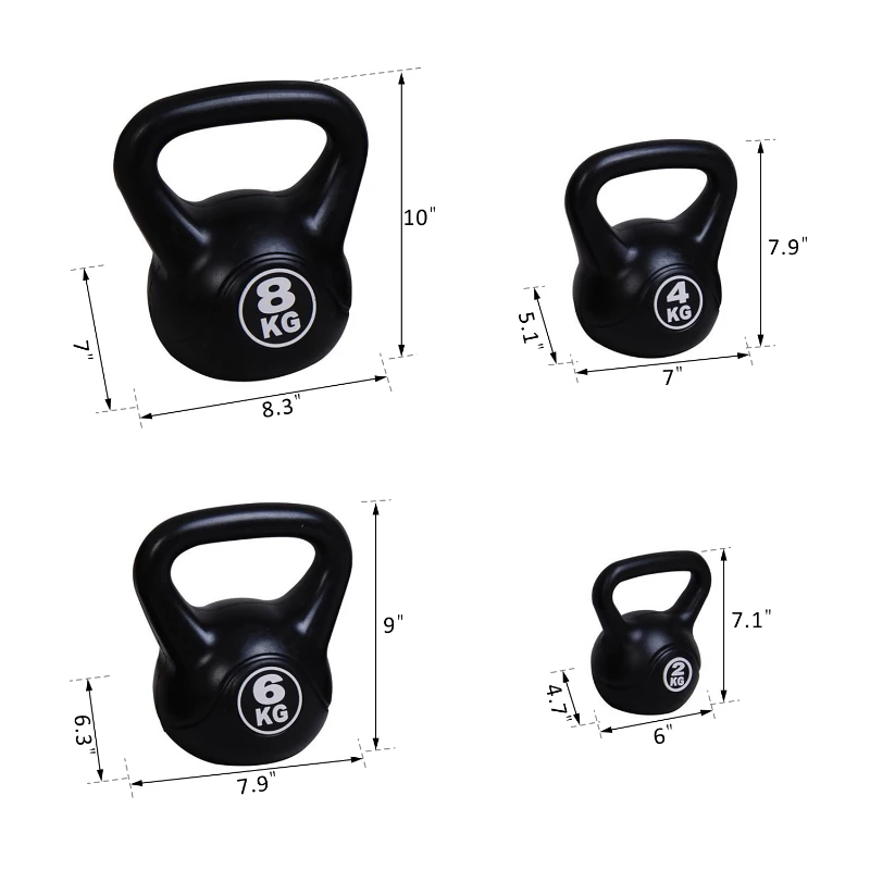 Soozier 20kg 44-Pound Kettlebell Set, 2kg, 4kg, 6kg, 8kg Fitness Training Kettlebells Dumbbell Gym