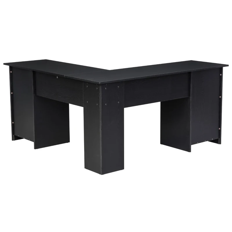 HOMCOM L-Shaped Corner Computer Desk PC Workstation Student Writing Table with Storage Shelf & Drawers, Black
