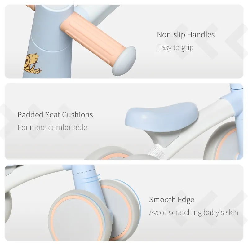 Qaba Baby Balance No Pedal Bicycle Walker Ride On Bike Quick Release Kids Toddlers Birthday Toy Gift for 1-3 Years Old Blue