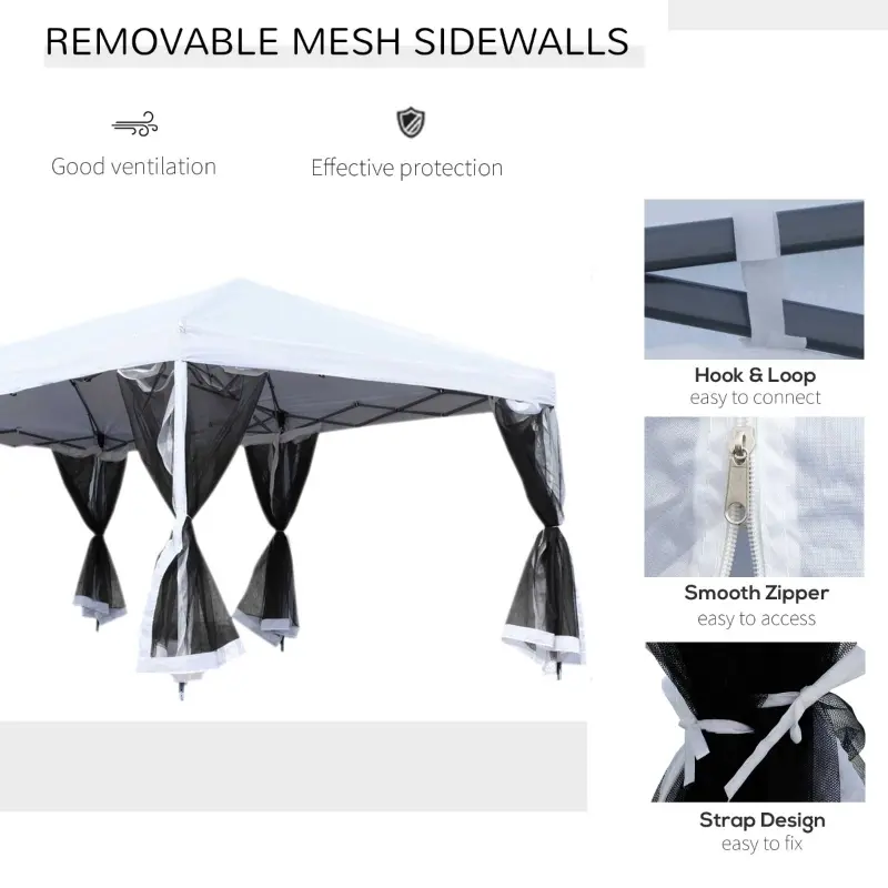 Outsunny 10' x 20' Pop Up Canopy Tent with Netting, Heavy Duty Large Party Tent, Instant Sun Shelter with Carry Bag for Backyard Garden Patio, Cream White