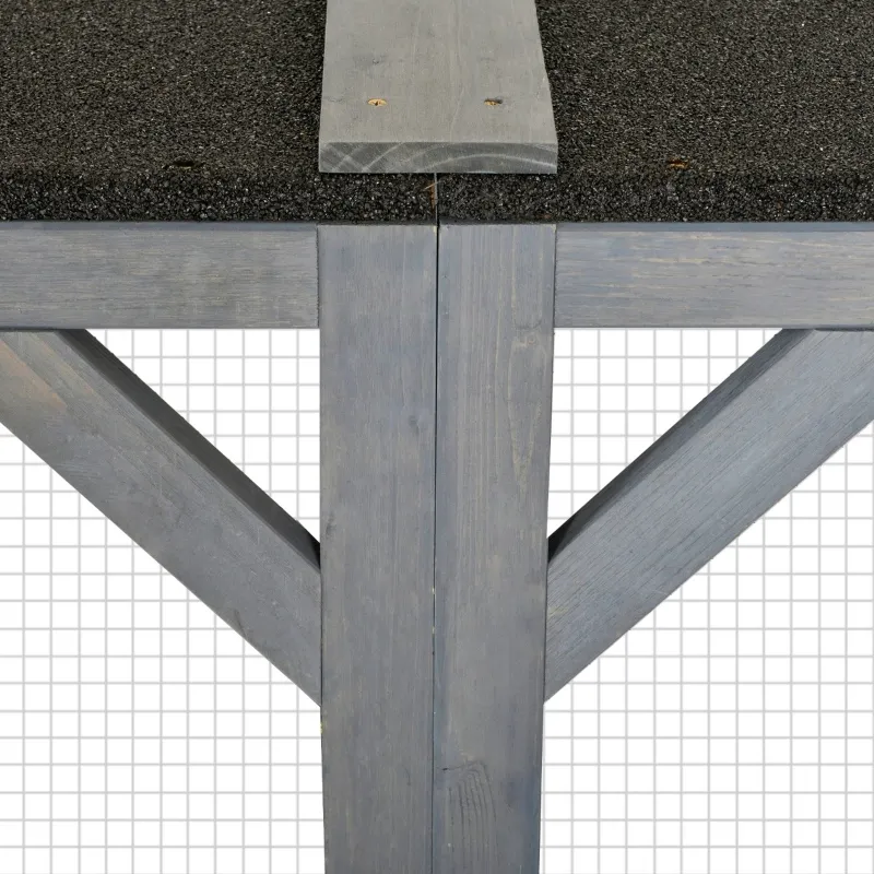 PawHut 71" x 32" x 44" Large Wooden Outdoor Cat Enclosure Catio Cage With 3 Platforms, Gray