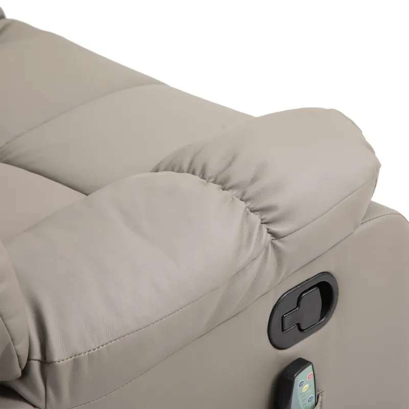 HOMCOM Overstaffed Vibration Massage Recliner Chair for Living Room, Modern Reclining Chair PU Leather Single Sofa Home Theater Seating with Footrest, Gray