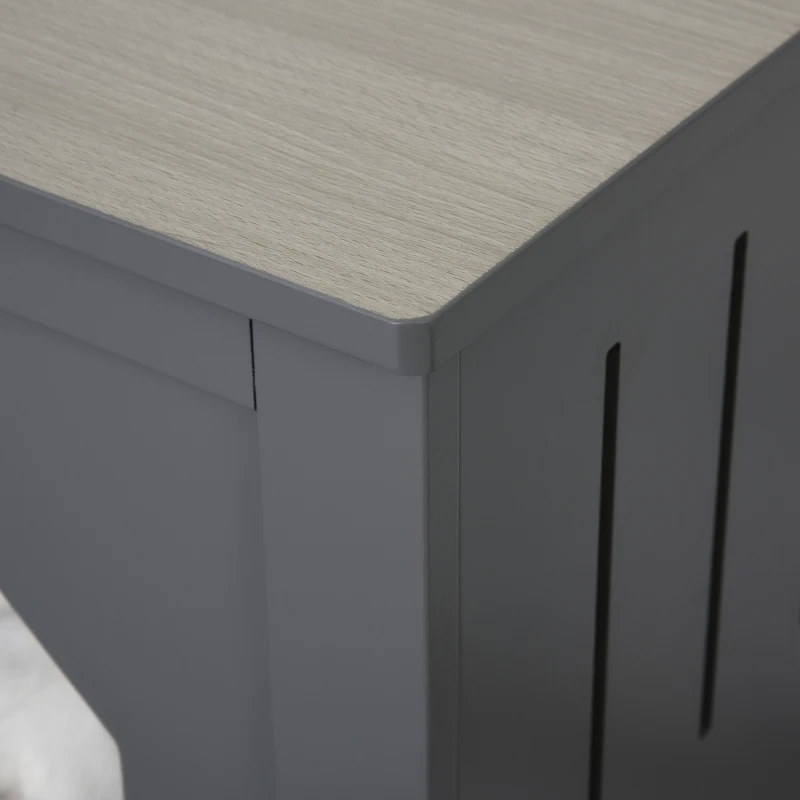 PawHut Double-Decker Cat Luxury Lower Level Litter Box and Upper Level House, Grey