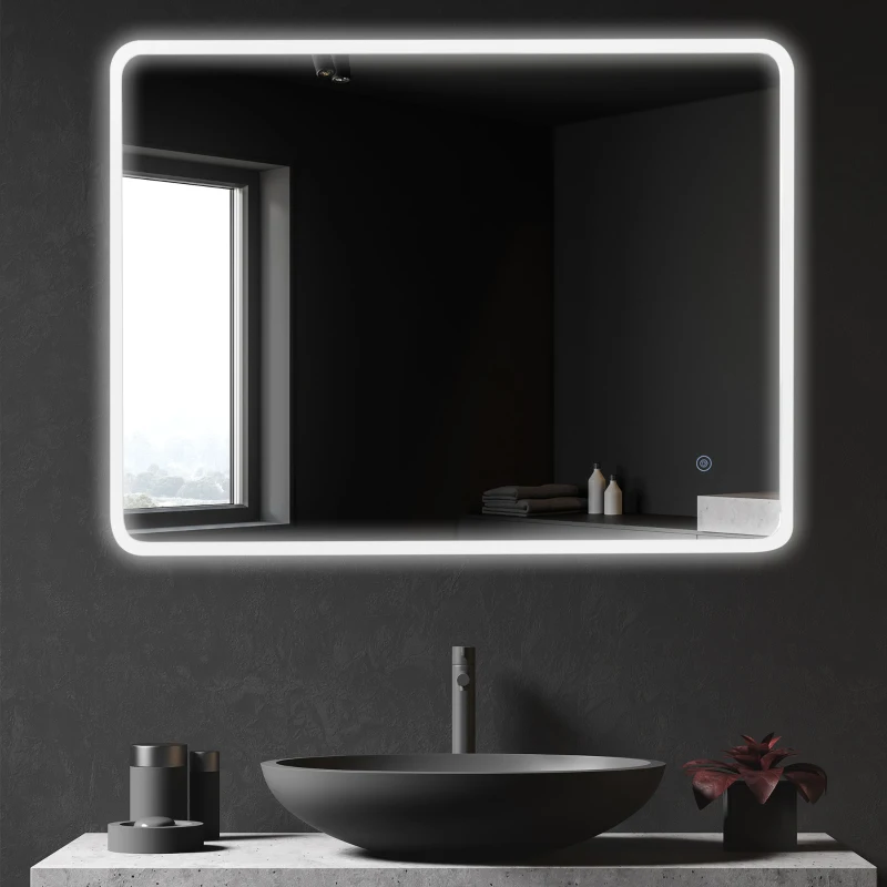kleankin 24"x32" LED Bathroom Vanity Mirror, Mountable Horizontally/Vertically with Touch Switch and Warm White Lights