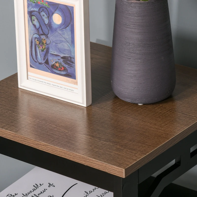 HOMCOM Modern End Table, Accent Side Table with 2 Storage Shelves for Living Room, Bedroom, Black