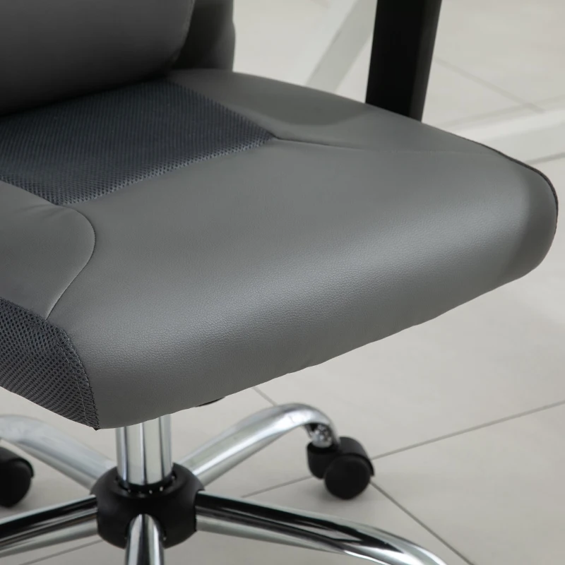 Vinsetto Mesh Office Chair with Rechargeable Electric Vibration Massage Lumbar Rocking, with Pillow, Wheels - Grey