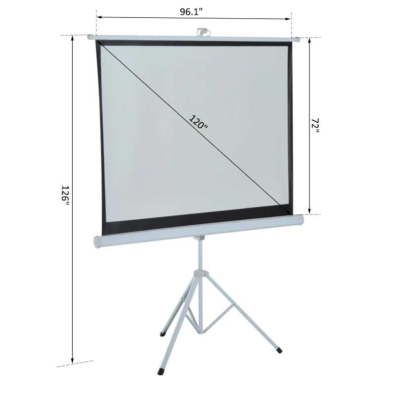 HOMCOM 120" Portable Tripod Projector Screen Pull-up Home Office Foldable Stand