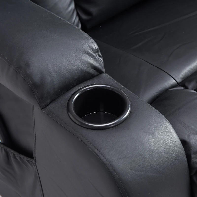 Open Box HOMCOM Luxury Faux Leather Heated Vibrating Massage Recliner Chair with Remote - Black