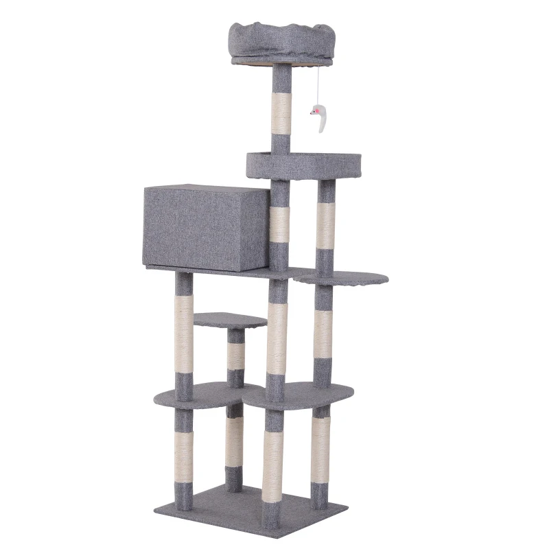 PawHut 40" Cat TreeCondo Kitten Scratching Post  Scratcher Climbing Tower Activity Center
