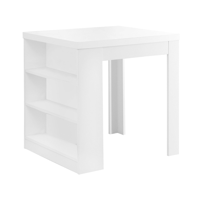 Monarch 36" x 32" Rectangular Wooden Counter Height Dining Table with Side Storage Shelves - White