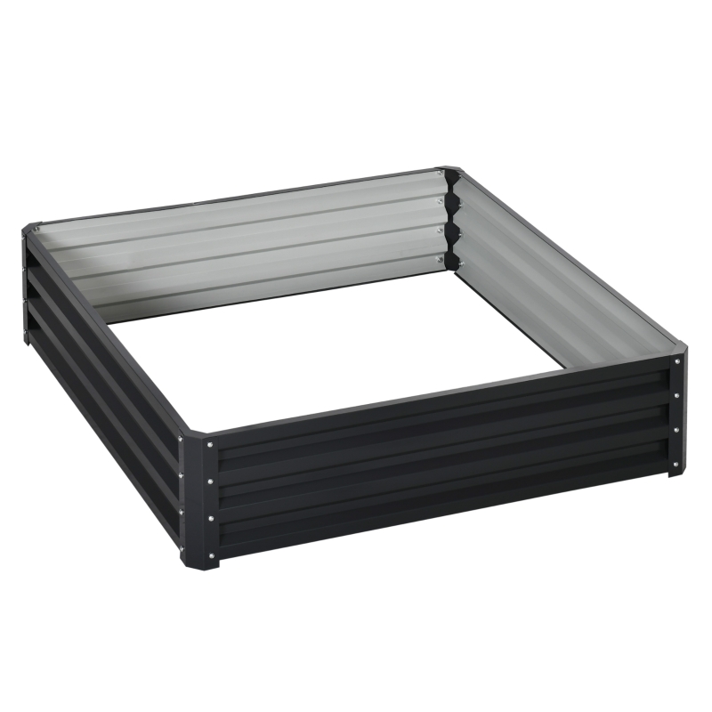 Outsunny 4' x 4' x 1' Galvanized Raised Garden Bed, Planter Raised Bed with Steel Frame for Vegetables, Flowers, Plants and Herbs, Grey