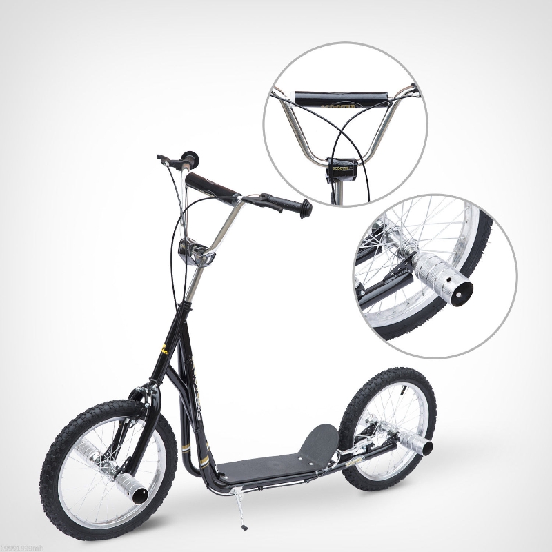 Homcom Adult Teen Kick Scooter Ride-on Stunt Scooter Bike with 16" Pneumatic Tyres