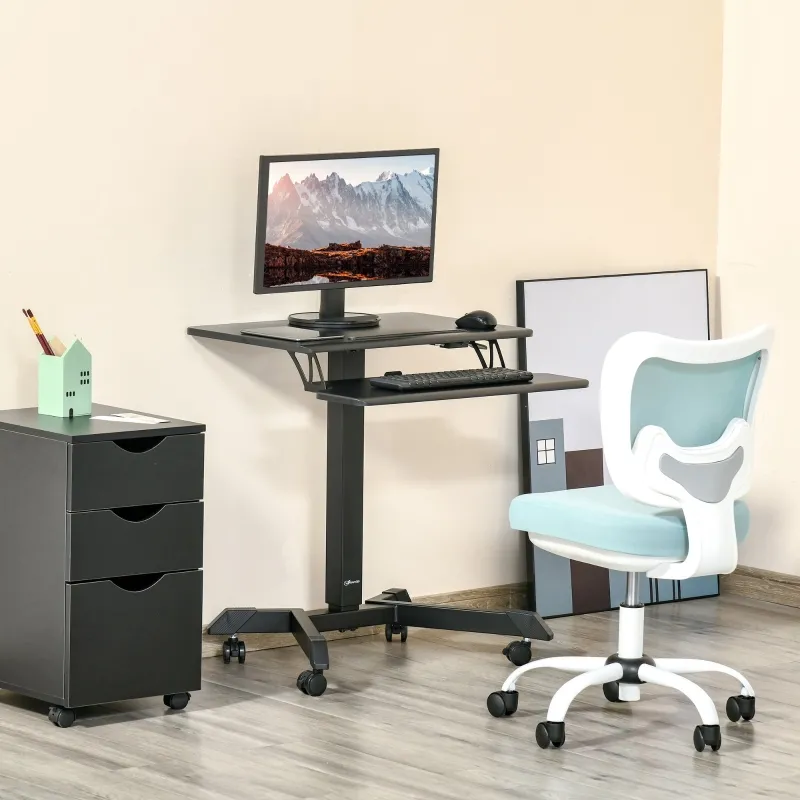 Vinsetto Height Adjustable Standing Desk Sit Stand Desk 2 Tier  Rolling Table Home Office Workstation with Keyboard Tray Lockable Casters iPad Groove  Black