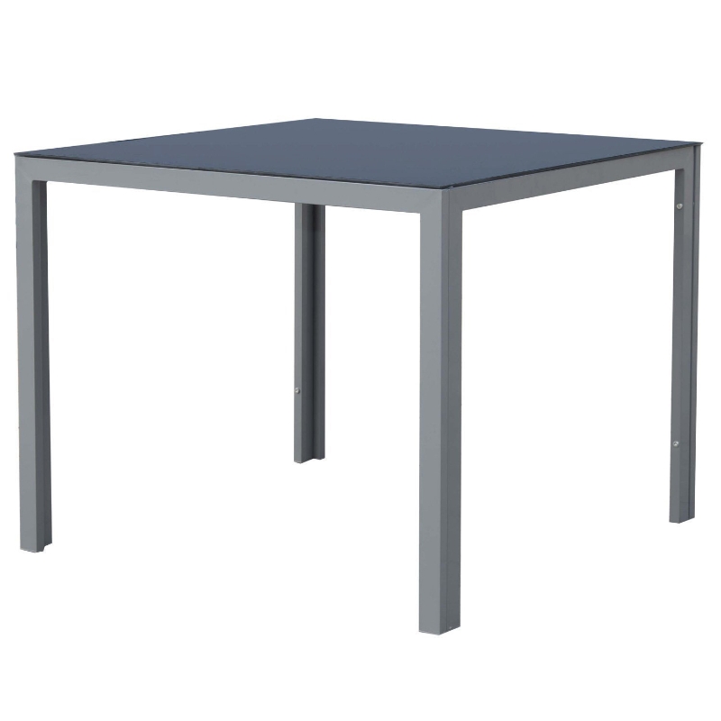 Outsunny 34"x34" Garden Table Dining Desk Tempered Glass Tabletop Backyard Aluminum