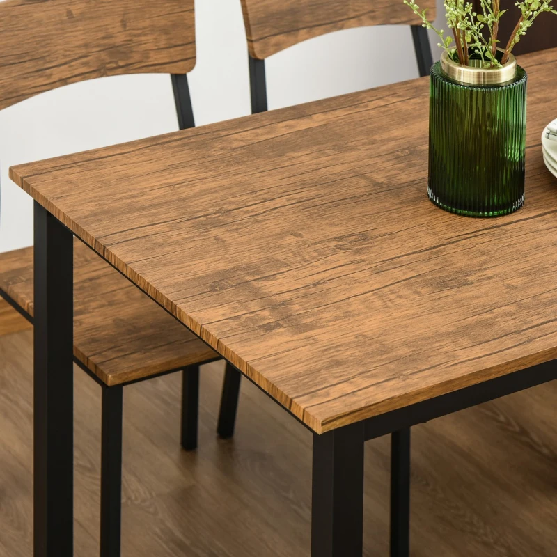 HOMCOM 5 Piece Modern Industrial Dining Table and Chairs Set for Small Space, kitchen, Dining room, Dark Walnut