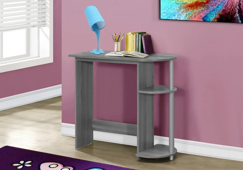 Monarch 32" Modern Wood Juvenile Computer Desk with Storage Shelves - Grey