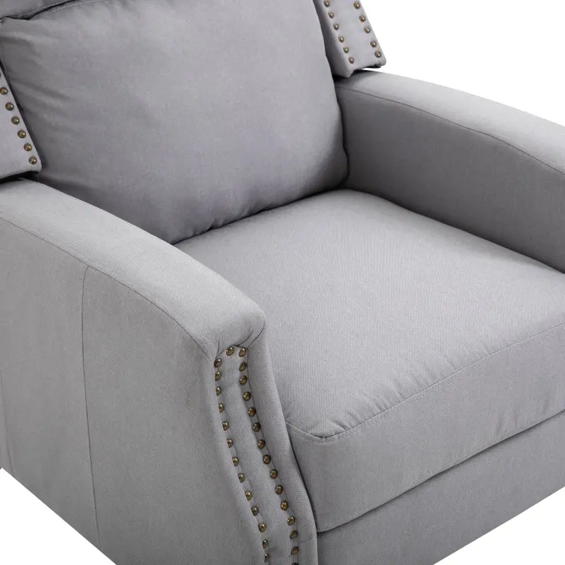 HOMCOM Reclining Manual Sofa Chair with 135 Degree Pushback, and Retractable Footrest, Grey
