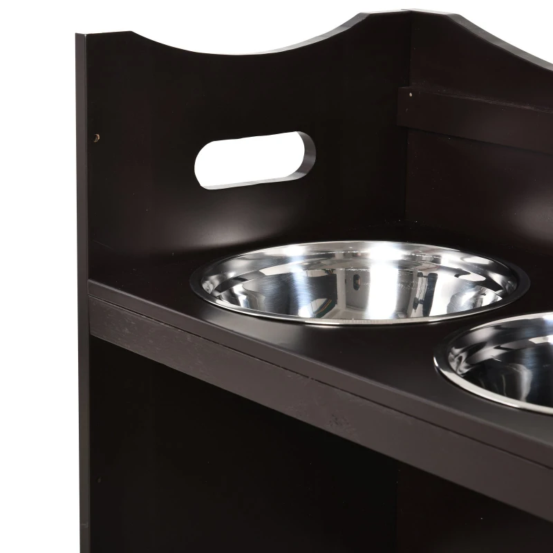 PawHut Raised Elevated Pet Bowls Stainless Steel Bowl Adjustable Dog Bowl Platform