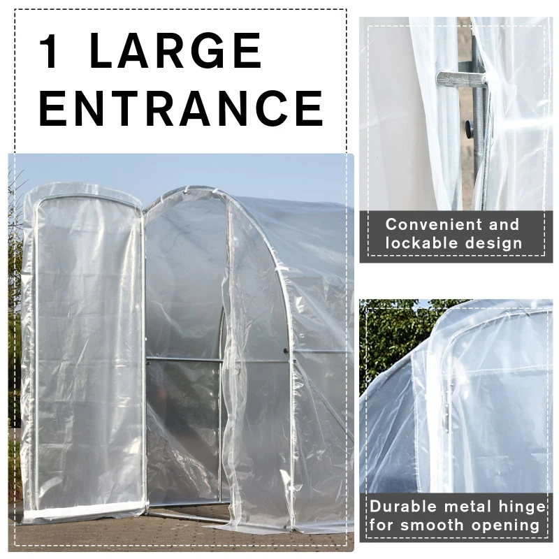 Outsunny Outdoor Portable Polytunnel Greenhouse w/ PE Cover Walk-In