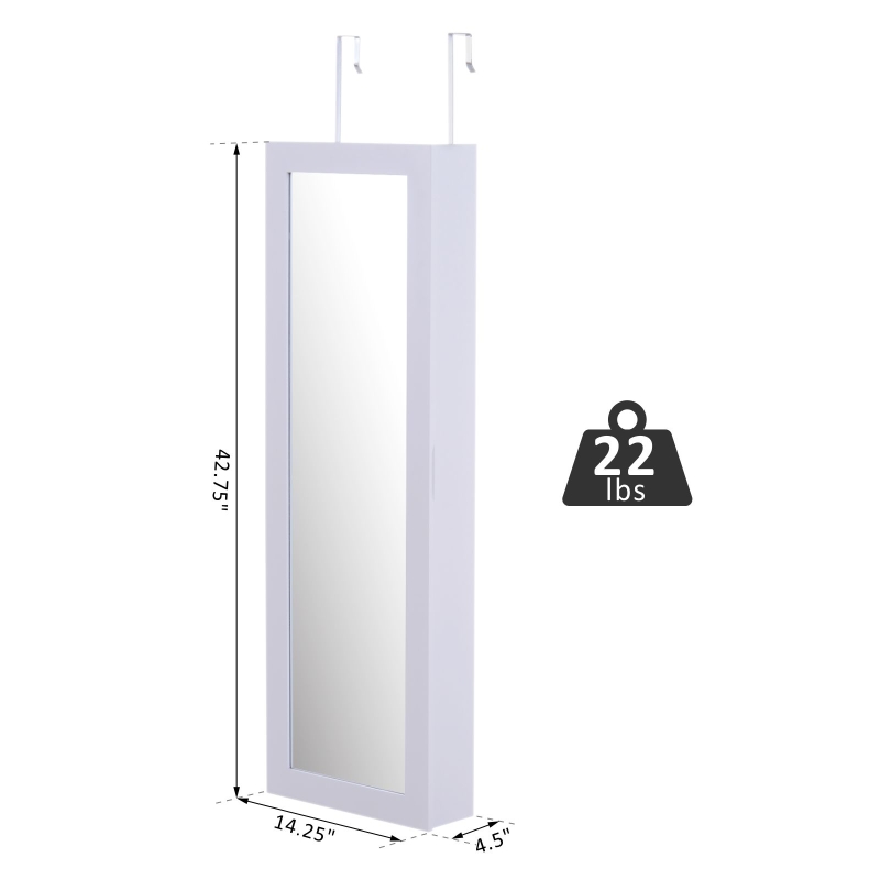 Wall/Door Mounted Armoire Cabinet Jewelry Cosmetics Shelf Organizer White
