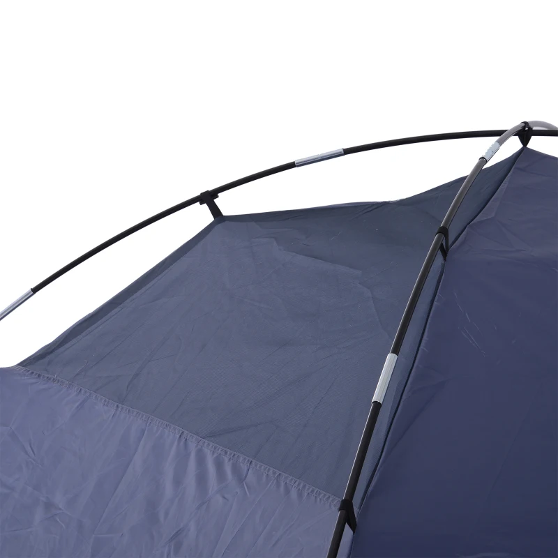 Outsunny Double Layer Camping Tent 2 - 4 Person Portable Folding Dome Shelter Hiking Travel Tent Blue