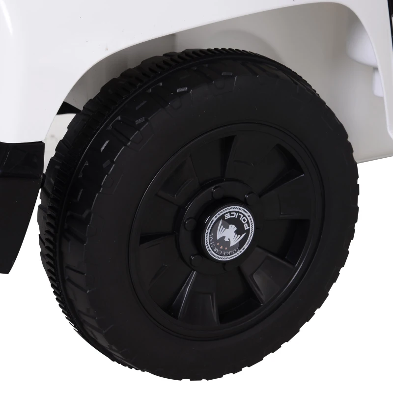 Aosom Kids Ride-On Police Car 6V with Remote Control  Safety Belt White