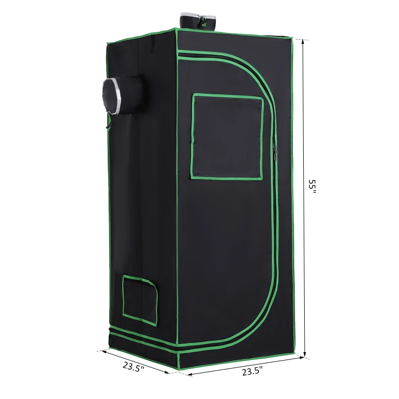 Outsunny Hydroponic Plant Grow Tent 55"*23.5" Reflective Mylar Obeservation Window Indoor Floor Tray
