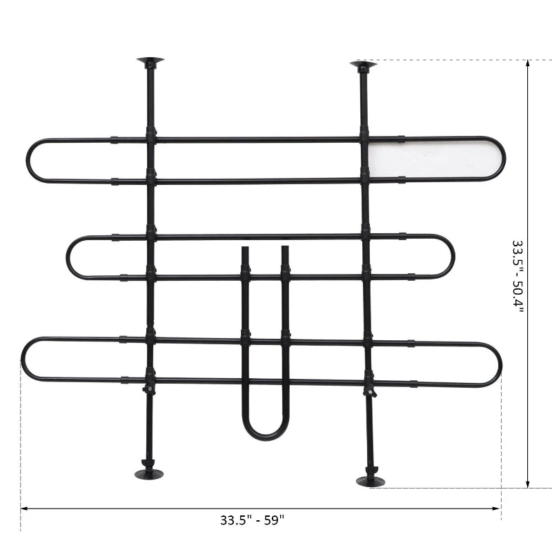 PawHut Expandable Metal Dog Partition Pet Car Barrier, Black, 33.5-inch - 59-inch Wide, 33.5-inch- 50.4-inchHigh