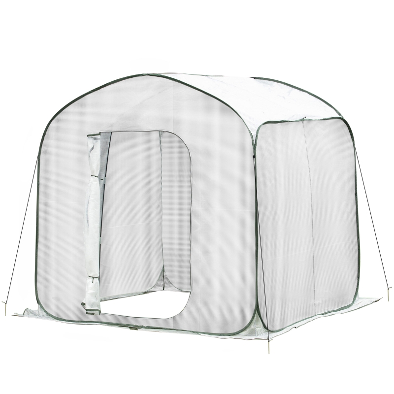 Outsunny 7' x 7' x 6' Garden Portable Pop Up Greenhouse with Side Door & Portable Zipper Bag for Plants & Vegetables White