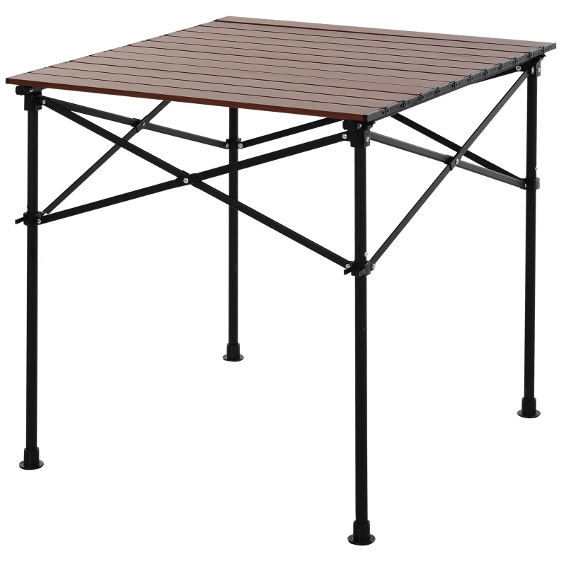 Outsunny Portable Roll-up Aluminum Folding Picnic Table Outdoor Lightweight BBQ Party, with Carrying Bag
