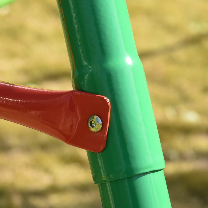 Outsunny 3 in 1 Kids Metal Swing Set w/ Monkey Bar Rings Glider and Adjustable Hanging Rope, Multiple Kids Playground Equipment for Backyard