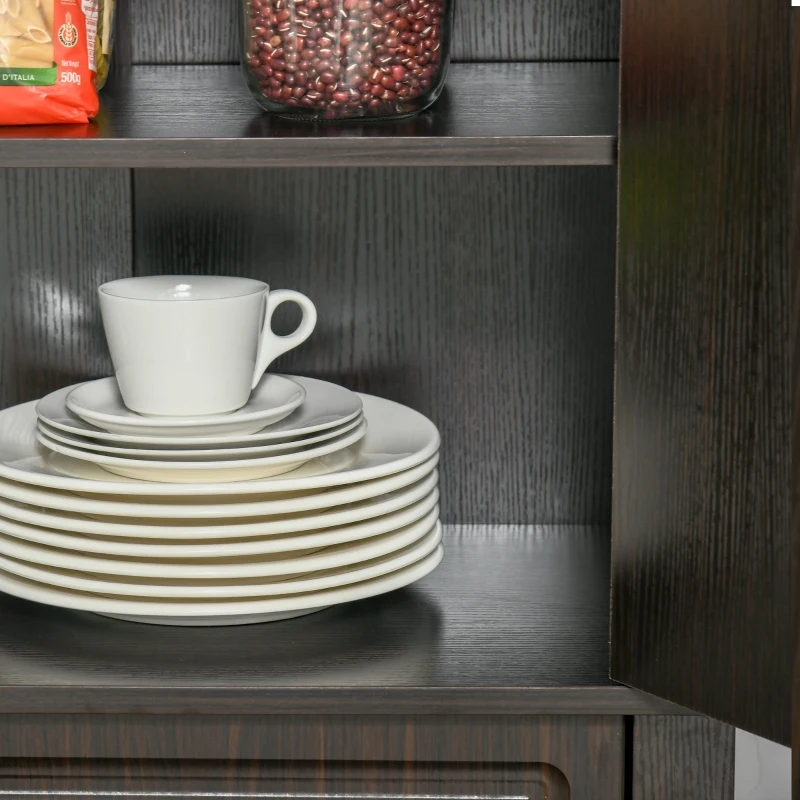 HOMCOM 70.75" Freestanding Kitchen Pantry with 4 Doors, and 2 Large Cabinets, Tall Storage Cabinet with Wide Drawer for Kitchen Dining Room, Coffee