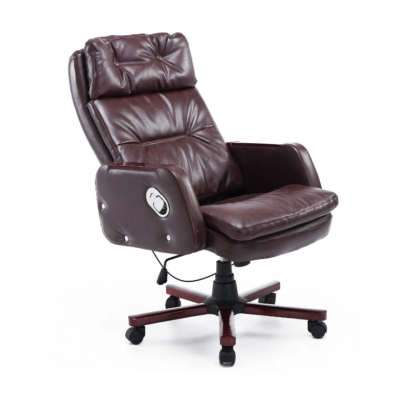 HOMCOM Faux Leather Reclining Office Chair Seat with Adjustable Backrest (Brown)
