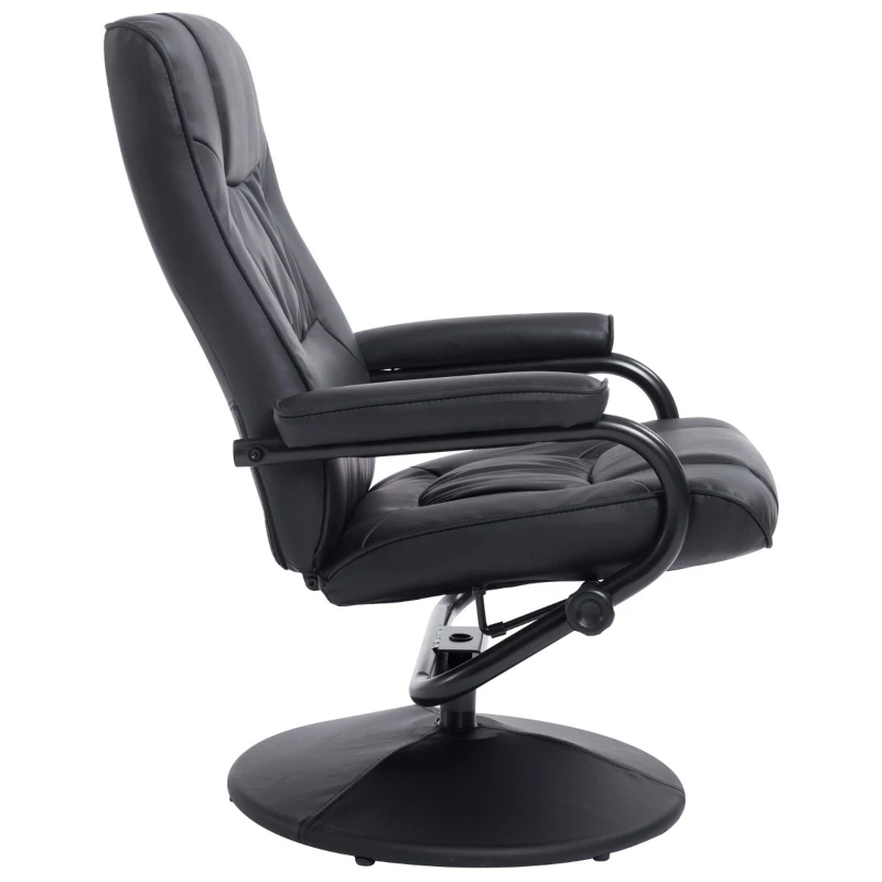 HomCom Ergonomic Faux Leather Lounge Armchair Recliner And Ottoman Set - Black
