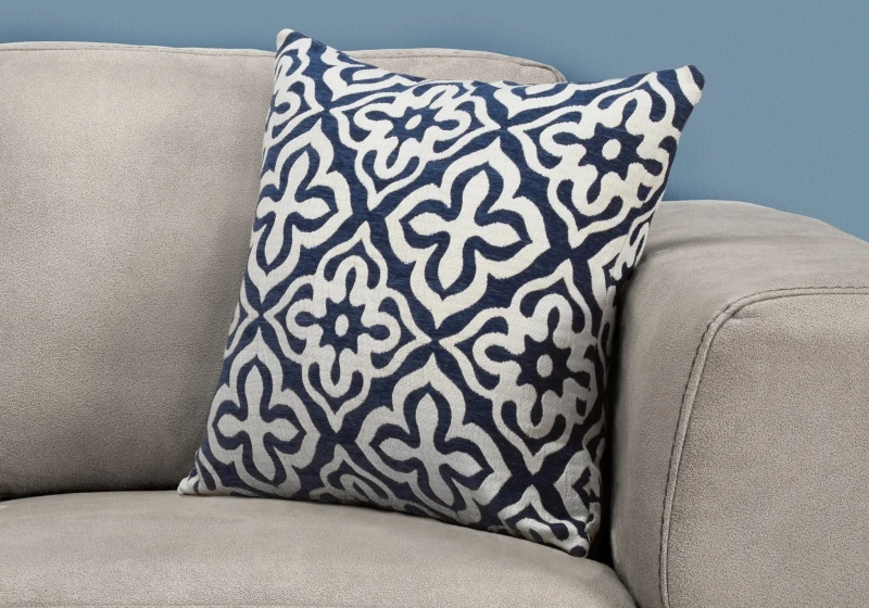 Monarch 18" x 18" Geometric Motif Decorative Throw Pillow (1 pc) - Dark Blue