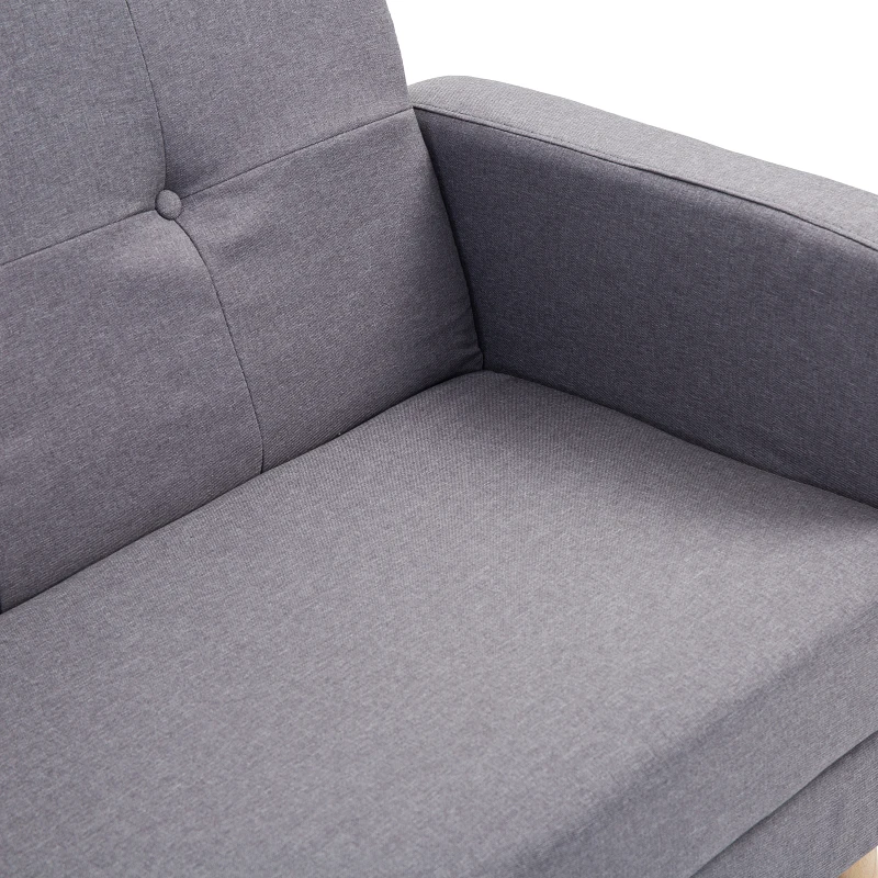 HOMCOM 2 In 1 Sofa Bed Compact 3 Seater Couch Convertible Dorm Lounge Sleeper Padded Linen Upholstery Grey