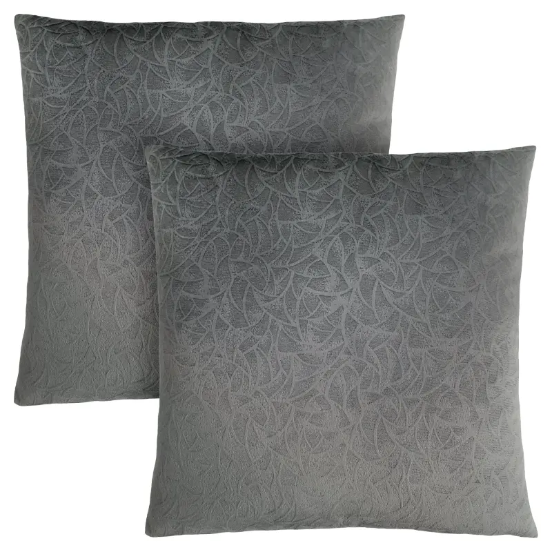 Monarch 18" x 18" Floral Velvet Decorative Throw Pillow (Set of 2) - Dark Grey