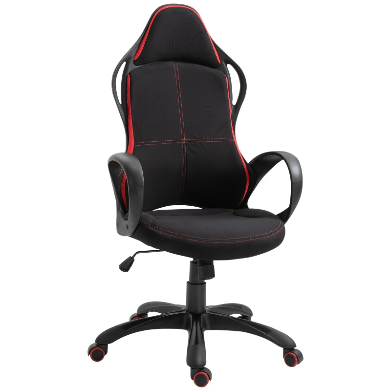 Vinsetto Executive Racing Office Chair Rocking Office Chair Adjustable Padded Seat with Wheels Black/ Red