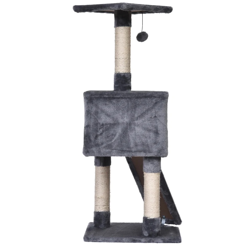 PawHut Sisal Scratching Posts Condo Cat Tree 3-Level Cat Tower W/ Ladder