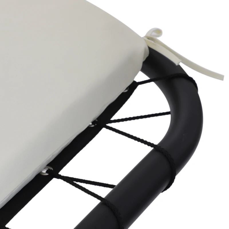 Outsunny Outdoor Patio Porch Hanging Sky Swing Chair dream chair lounger hammock with Stand and Waterproof Canopy – Cream & Black